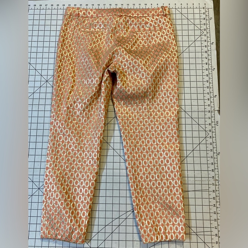 J. Crew Women’s Size 8 Gold/Salmon Patterned Trouser Pants - Picture 6 of 9